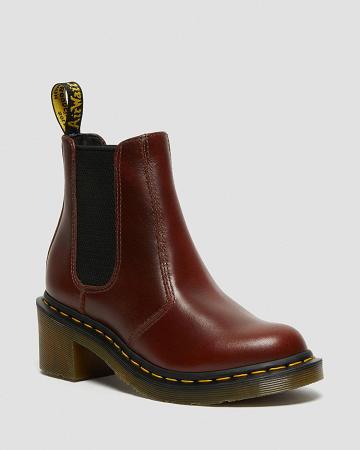 Women's Dr Martens Cadence Leather Heeled Chelsea Boots Brown | AU 122XYU